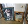Image 1 : FLOWER PRINT AND BEVELLED GLASS MIRROR