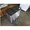 Image 2 : STAINLESS 3 SECTION WASTE BIN WITH FOOT PEDALS