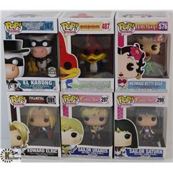 LOT OF 6 ASSORTED FUNKO POPS: ANIMATION