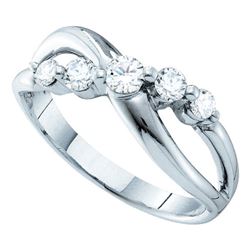 Diamond 5-stone Crossover Ring 1/2 Cttw 14kt White Gold