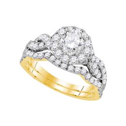 Diamond Bridal Wedding Engagement Ring Band Set 1-3/4 Cttw 14kt Yellow Gold