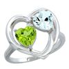 Image 1 : 2.61 CTW Diamond, Peridot & Aquamarine Ring 14K White Gold - REF-38V2R