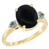 Image 1 : 1.79 CTW Onyx & Green Sapphire Ring 10K Yellow Gold - REF-22R4H