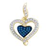 Image 1 : Round Blue Color Enhanced Diamond Heart Pendant 1/4 Cttw 10kt Yellow Gold