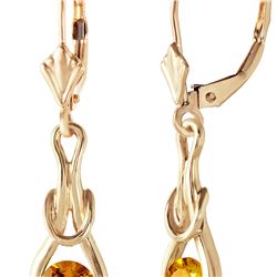 Genuine 1.30 ctw Citrine Earrings 14KT Yellow Gold - REF-49V3W