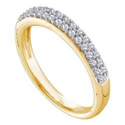 Round Pave-set Diamond Double Row Wedding Band 1/4 Cttw 14kt Yellow Gold