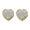 Image 1 : Diamond Heart Cluster Earrings 1/6 Cttw 10kt Yellow Gold