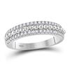 Image 1 : Diamond Beaded Symmetrical Band Ring 1/3 Cttw 14kt White Gold