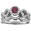 Image 1 : 1.10 CTW Ruby & Diamond Ring 10K White Gold - REF-81R9H