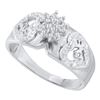 Image 1 : Diamond Heart Cluster Ring 1/10 Cttw 10kt White Gold
