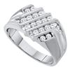 Image 1 : Mens Diamond Stripe Cluster Band Ring 1/2 Cttw 10kt White Gold
