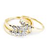 Image 1 : His & Hers Diamond Cluster Matching Bridal Wedding Ring Band Set 1/10 Cttw 14kt Yellow Gold