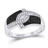 Image 1 : Round Black Color Enhanced Diamond Band Ring 1/3 Cttw 10kt White Gold