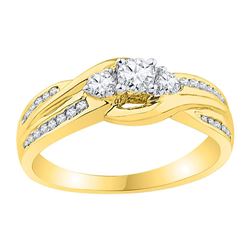 Round 3-stone Diamond Bridal Wedding Engagement Ring 1/2 Cttw 10k Yellow Gold