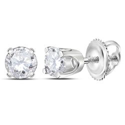 Unisex Diamond Solitaire Stud Earrings 1/4 Cttw 14kt White Gold