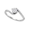 Image 1 : Diamond Slender Swirl Cluster Ring 1/4 Cttw 10kt White Gold