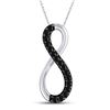 Image 1 : Round Black Color Enhanced Diamond Infinity Pendant 1/10 Cttw 10kt White Gold
