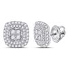 Image 1 : Diamond Cushion Cluster Earrings 1/2 Cttw 14kt White Gold