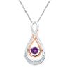 Image 1 : Round Lab-Created Amethyst Diamond Moving Twinkle Teardrop Pendant 1/20 Cttw 10kt Two-tone Gold