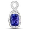 Image 1 : 8.07 ctw Tanzanite & Diamond Pendant 14K White Gold - REF-653Y2N