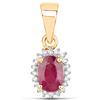 Image 1 : 0.62 ctw Ruby & White Diamond Pendant 14K Yellow Gold - REF-19K8T