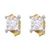 Image 1 : Diamond Square-shape Stud Earrings 1/8 Cttw 10kt Yellow Gold