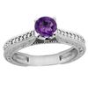 Image 1 : 0.57 CTW Amethyst & Diamond Ring 14K White Gold - REF-53V2R