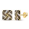 Image 1 : Round Brown Diamond Square Pinwheel Earrings 1/4 Cttw 10kt Yellow Gold