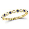 Image 1 : Round Blue Sapphire Diamond Beaded Dot Stackable Band Ring 1/6 Cttw 10kt Yellow Gold