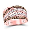 Image 1 : Round Brown Diamond Crossover Fashion Ring 1-1/3 Cttw 14kt Rose Gold
