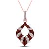 Image 1 : Round Red Color Enhanced Diamond Striped Oval Pendant 1/3 Cttw 10kt Rose Gold