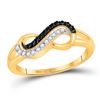 Image 1 : Round Black Color Enhanced Diamond Infinity Ring 1/6 Cttw 10kt Yellow Gold