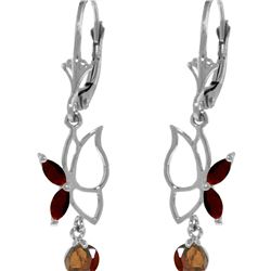 Genuine 0.80 ctw Garnet Earrings 14KT White Gold - REF-38H2X