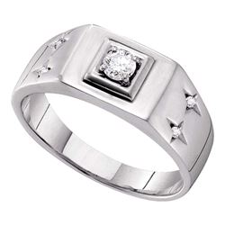 Mens Diamond Solitaire Accent Ring 1/4 Cttw 14kt White Gold