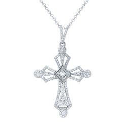 0.89 CTW Diamond Pendant 14K White Gold - REF-70M4F