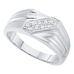 Mens Diamond Band Ring 1/10 Cttw 10kt White Gold