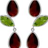 Image 1 : Genuine 13.6 ctw Garnet & Peridot Earrings 14KT White Gold - REF-64T4A