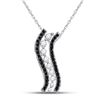 Image 1 : Round Black Color Enhanced Diamond Graduated Journey Pendant 1/2 Cttw 10kt White Gold