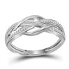 Image 1 : Diamond Woven Strand Band Ring 1/10 Cttw 10kt White Gold