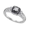 Image 1 : Diamond Solitaire Black Color Enhanced Ring 1/5 Cttw 10kt White Gold