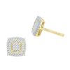 Image 1 : Diamond Square Cluster Screwback Earrings 1/2 Cttw 10kt Yellow Gold