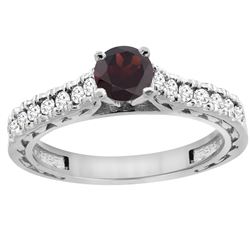 0.90 CTW Garnet & Diamond Ring 14K White Gold - REF-62Y5V