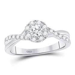 Diamond Solitaire Bridal Wedding Engagement Ring 1/2 Cttw 14kt White Gold