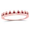 Image 1 : Round Ruby Beaded Chevron Stackable Band Ring 1/10 Cttw 10kt Rose Gold