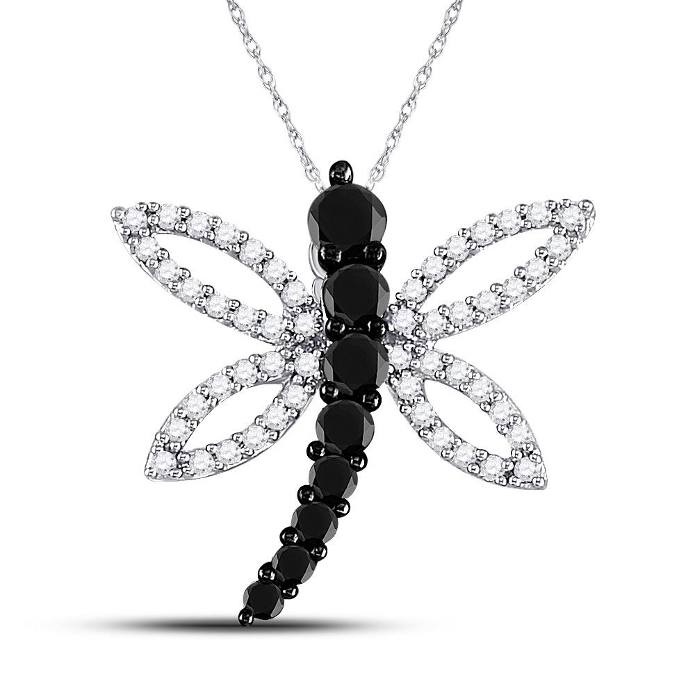 Flying Insect Pendent Black Color Enhanced Diamond Dragonfly Insect Bug Flying Pendant 1/2 ...