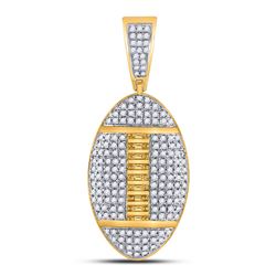 Mens Diamond Football Charm Pendant 1-1/3 Cttw 10kt Yellow Gold