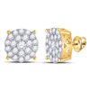 Diamond Concentric Circle Cluster Stud Earrings 2.00 Cttw 14kt Yellow Gold