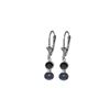 Genuine 5.2 ctw Sapphire & Black Pearl Earrings 14KT White Gold - REF-27Y4F
