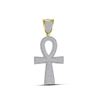 Mens Diamond Ankh Cross Charm Pendant 1-1/2 Cttw 10kt Yellow Gold