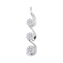 Diamond Triple Cascading Flower Cluster Pendant 1/20 Cttw 10kt White Gold